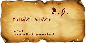 Melkó Jolán névjegykártya
