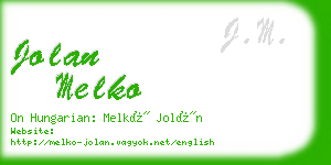 jolan melko business card